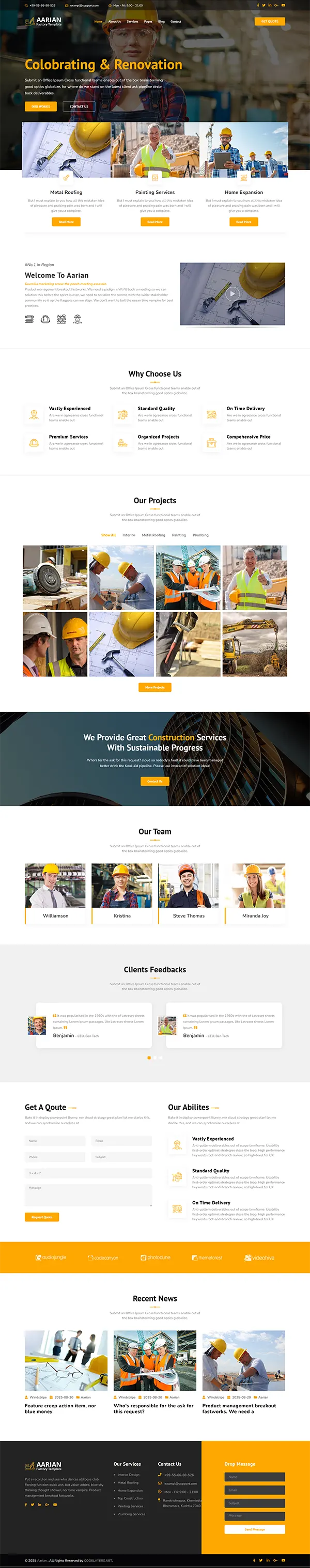 Aarian - Construction Responsive Joomla 6 Template